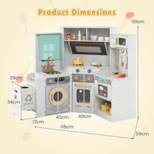 Load image into Gallery viewer, Kids Play Kitchen, Wooden Corner Pretend Kitchen with Lights &amp; Sounds, Pull-Out Trash Can
