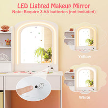 Load image into Gallery viewer, Kids Wooden Girls Dressing Tables with 2-Color LED Lighted Mirror
