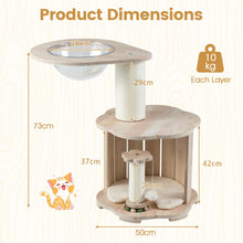 Load image into Gallery viewer, Wooden Cat Tree 3-Level Cute Kitten Tower with Condo Space Capsule Scratching Posts
