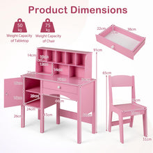 Load image into Gallery viewer, Kids Study Desk and Chair Set with Hutch and Storage Cabinet
