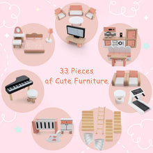 Load image into Gallery viewer, Kids Dollhouse, 3-Storey Wooden Dolls House with 7 Simulated Rooms &amp; 33pcs Furniture Accessories
