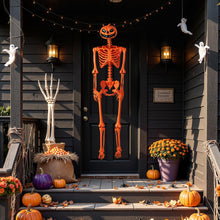 Load image into Gallery viewer, Orange Halloween Skeleton with Pumpkin Head and Movable Joints
