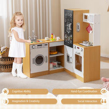 Load image into Gallery viewer, 3-Piece Kids Play Kitchen Set with Realistic Sounds Lights and Blackboard
