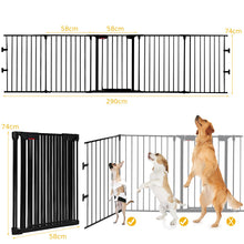 Load image into Gallery viewer, 5 Panel Safety Gate Fireplace Barrier Hearth Gate with Walk-Through Door
