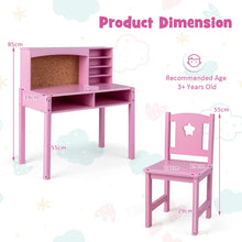 Load image into Gallery viewer, Wooden Kids Desk and Chair Set with Hutch for Studying and Reading
