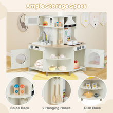 Load image into Gallery viewer, Wooden Corner Kitchen Playset with Working Faucet and Realist Sounds

