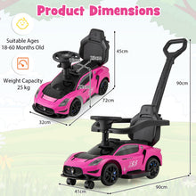 Load image into Gallery viewer, 3 in 1 Kids Ride on Push Car, Licensed Maserati Push Along Car with Handle, Guardrail, 2 Universal Wheels

