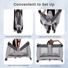 Load image into Gallery viewer, 4 in 1 Travel Cot, Portable Baby Crib Bassinet with Diaper Changing Table

