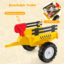 Load image into Gallery viewer, Kids Ride on Excavator, Pedal Go Kart with Manual Control Bucket, Detachable Cargo Trailer, Shovel, Rake
