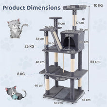 Load image into Gallery viewer, Cat Tree, 158cm Tall Multi-Layer Cats Tower with Plush Top Perch
