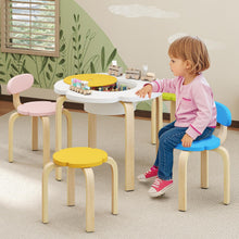 Load image into Gallery viewer, Flower-shaped Children Table Set Wooden Play and Activity Table with 2 Colorful Chairs and Stools-Multicolor
