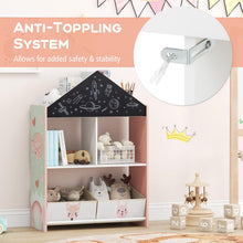 Load image into Gallery viewer, Kids Storage Shelf, Toy Storage Organizer with Chalkboard/Whiteboard, 4 Top Compartments

