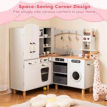 Load image into Gallery viewer, Wooden Corner Play Kitchen with Pine Wood Legs and Lights &amp; Sounds
