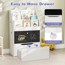 Load image into Gallery viewer, Kids Bookshelf, Wooden Children Bookcase with Chalkboard
