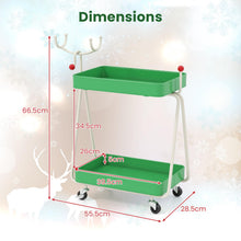 Load image into Gallery viewer, Reindeer Side Table 2-Tier Christmas Rolling Cart with Metal Frame and Wheels
