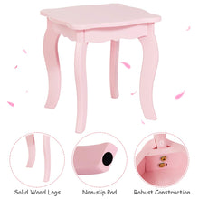 Load image into Gallery viewer, Kids Vanity Table and Stool Set, Wooden Children Dressing Table
