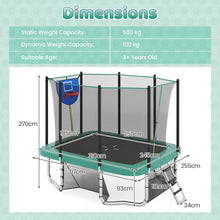 Load image into Gallery viewer, Outdoor Trampoline, 10FT x 8FT Rectangle Trampoline with Basketball Hoop
