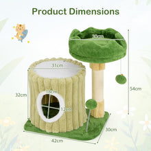 Load image into Gallery viewer, Small Cat Tree, Green Cat Tower with Private Cat Condo
