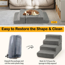 Load image into Gallery viewer, 4-step Foam Dog Stairs with Non-slip Bottom and Removable Washable Cover
