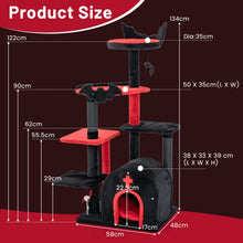 Load image into Gallery viewer, Gothic Cat Tree 134cm Tall Cat Tower with Cat Bed for Indoor Kitten and Adult Cat
