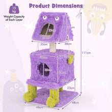 Load image into Gallery viewer, Cat Tree, 111cm Monster-Themed Cat Tower with 2 Cat Condos, Sisal Scratching Post and Hanging Sound-Making Toys
