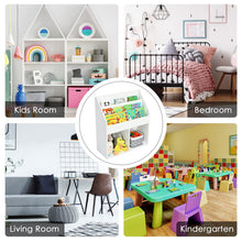 Load image into Gallery viewer, Wooden Kids Bookshelf with 3 Tiers Shelves and 2 Compartments
