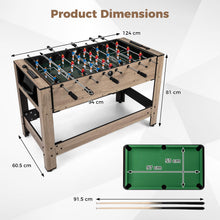Load image into Gallery viewer, 124cm Reversible Football &amp; Pool Combo Table with 2 Foosballs
