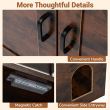 Load image into Gallery viewer, Modern Cat Litter Box Enclosure Cabinet with 3-Tier Shelves Metal Frame
