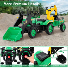 Load image into Gallery viewer, Kids Ride On Excavator, 3 in 1 Children Pedal Tractor with Detachable Trailer
