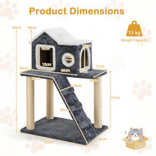 Load image into Gallery viewer, 90cm Modern Cat Tree 3-level Cat Condo Furniture with Openable Roof
