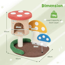 Load image into Gallery viewer, Cat Tree, Mushroom Cat Tower with Condo, Platform, Scratching Posts (60 x 49 x 60cm)
