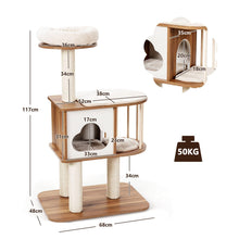 Load image into Gallery viewer, 4-Tier Wooden Cat Tree for Climbing Sleeping
