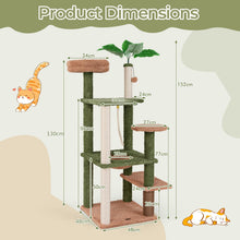 Load image into Gallery viewer, Plant Cat Tree, 152cm Green Aesthetic Cat Tower with Sisal Scratching Posts, Artificial Leaves, Perch, Hammock
