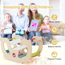 Load image into Gallery viewer, Kids Climbing Frame, Toddler Rocking Horse with Backrest &amp; Seat, Indoor Wooden Arch Climber for 1+ Years Old Boys Girls
