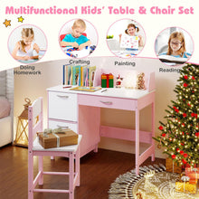 Load image into Gallery viewer, Kid's Study Desk and Chair Set with Deep Drawer and Enclosed Cabinets
