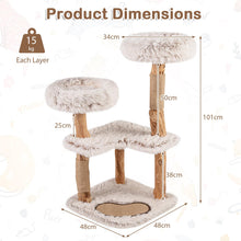 Load image into Gallery viewer, Wooden Cat Tree, Multi-Layer Cats Tower with Jute Scratching Posts &amp; Top Perch
