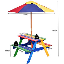 Load image into Gallery viewer, Wooden Children Garden Table and Bench Set with Removable Umbrella
