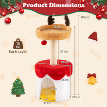 Load image into Gallery viewer, Christmas Cat Tree with Bed 80 CM Modern Kitten Tower with Sisal Scratching Post
