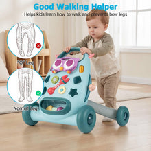 Load image into Gallery viewer, 2 in 1 Montessori Baby Walker - Blue Owl &amp; Pink Monster
