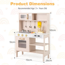 Load image into Gallery viewer, Wooden Kids Kitchen, Height Adjustable Toy Kitchen with Stoves, Microwave, Oven, Storage Shelves
