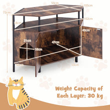 Load image into Gallery viewer, Corner Cat Litter Box Enclosure, Wooden Pet Cabinet Furniture with Open Shelf, 2 Entrances
