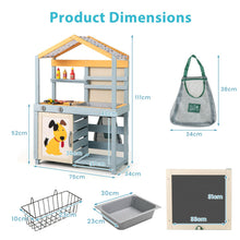 Load image into Gallery viewer, Kids Mud Kitchen, Double-Sided Pretend Play Kitchen Grocery Store with Removable Sink
