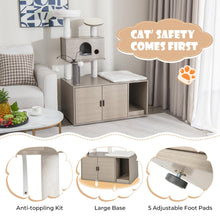 Load image into Gallery viewer, Cat Tree with Litter Box Enclosure Wooden Cat House Furniture
