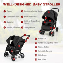 Load image into Gallery viewer, Double Seat Stroller with Adjustable Push Handle and Foot Rest
