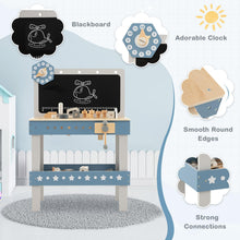 Load image into Gallery viewer, Kids Wooden Play Workbench with Blackboard and Tool Parts Set

