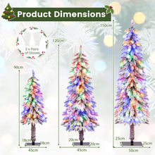 Load image into Gallery viewer, 3¡¯ 4¡¯ 5¡¯ Artificial Christmas Tree Set with 115 + 207 + 275 Branch Tips and 50 + 100 + 150 Colorful LED Lights
