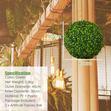 Load image into Gallery viewer, 2PCS Artificial Topiary Ball 40cm Decorative Realistic Round Topiary Plant
