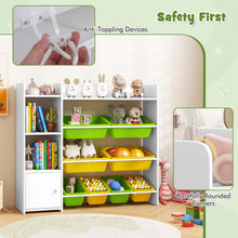 Load image into Gallery viewer, Toy Storage Organizer, 4 Tiers Kids Bookshelf and Toy Storage Unit with 8 Bins
