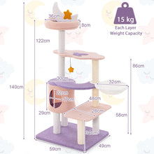 Load image into Gallery viewer, Cat Tree, Modern Cat Tower with Scratching Posts, Cat Condo, Plush Perch, Hammock
