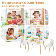 Load image into Gallery viewer, Children Activity Table with 2 Chairs and Pine Wood Legs, Flower Backrest
